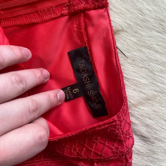 Tadashi Shoji Embroidered Tulle Keyhole Neckline Dress Coral - Picture 8 of 11